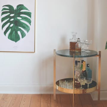 Deck bakkebord - teak, sort understel, hvid marmorhylde - OX Denmarq