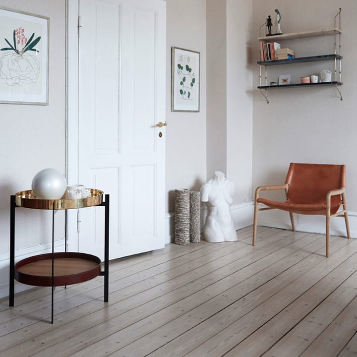 Deck bakkebord, teak, sort understel, hvid marmorhylde OX Denmarq
