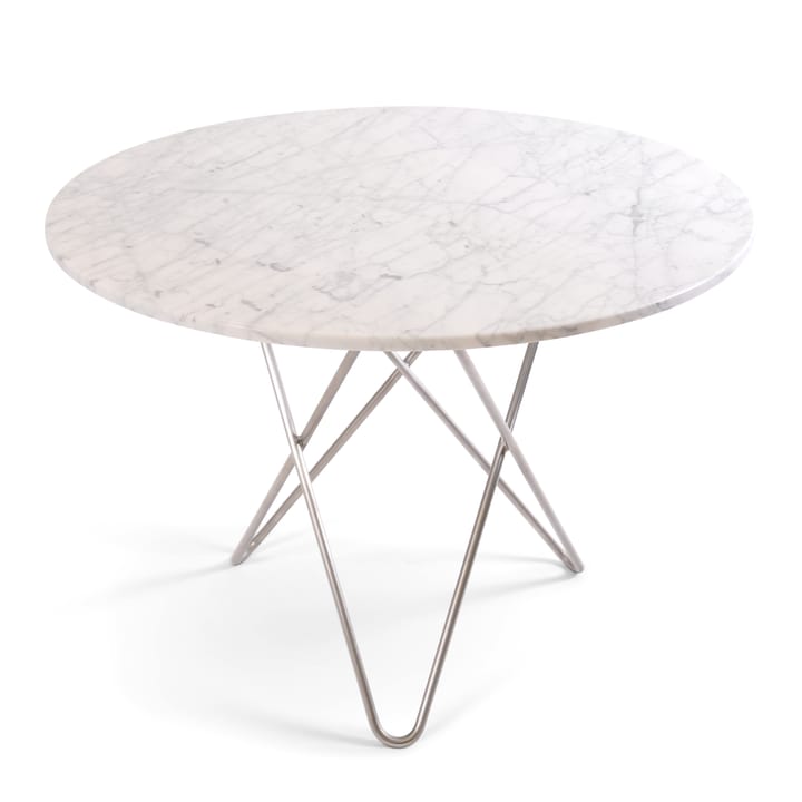 Dining O spisebord Ø100 H72, rustfrit understel - hvid marmor - OX Denmarq