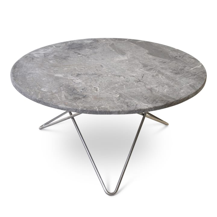 O sofabord Ø80 H40, rustfrit understel - grå marmor - OX Denmarq
