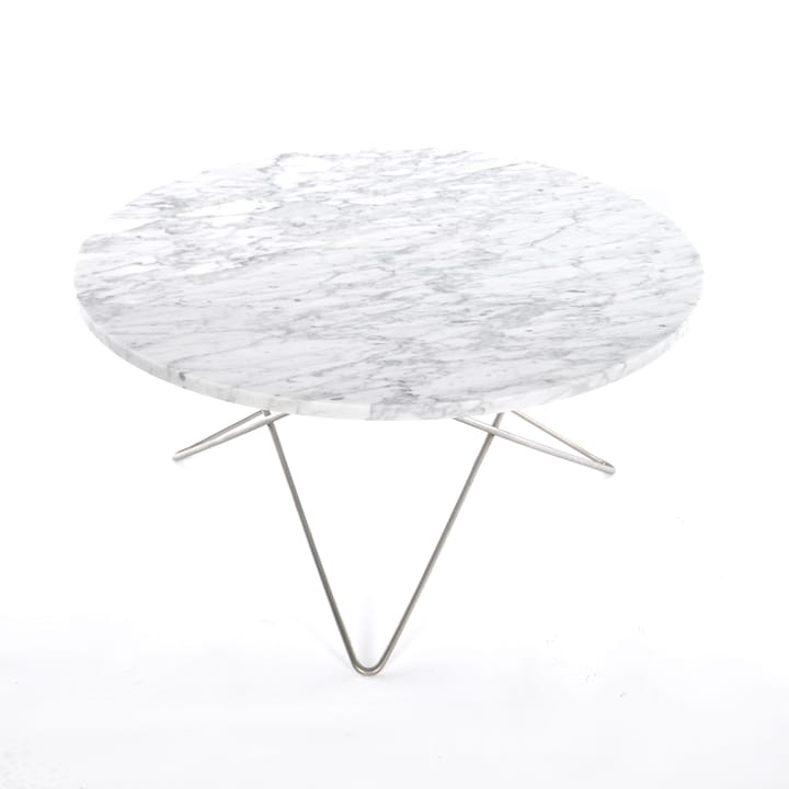 O sofabord Ø80 H40, rustfrit understel - hvid marmor - OX Denmarq