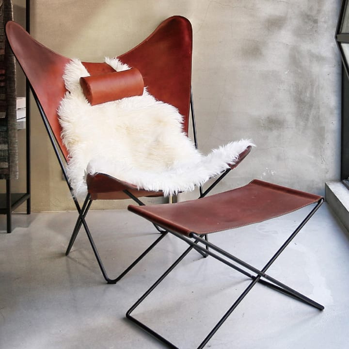 OX Stool skammel, Læder sort, rustfrit stål OX Denmarq