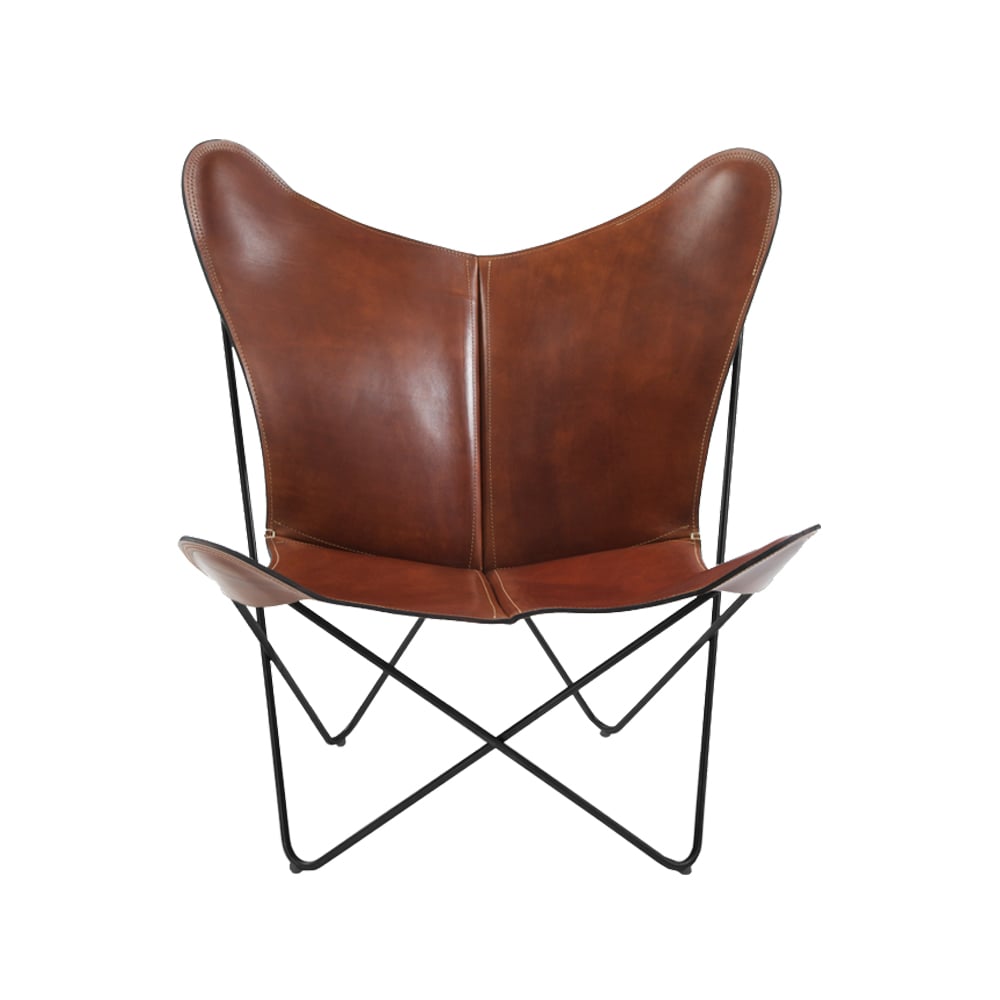 OX Denmarq Papillon flagermusstol læder cognac, sort understel