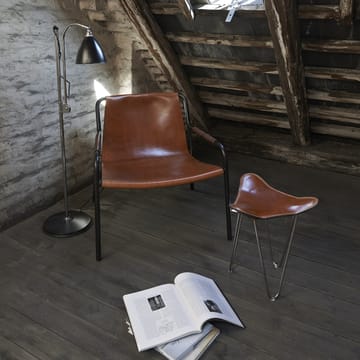 September loungestol - læder sort, sortlakeret stålunderstel - OX Denmarq