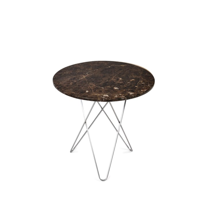 Tall Mini O Table sofabord - marmor brun, rustfrit understel - OX Denmarq