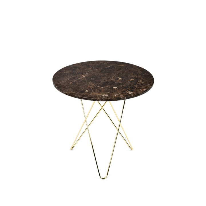 Tall Mini O Table sofabord - marmor brun, understel i messing - OX Denmarq