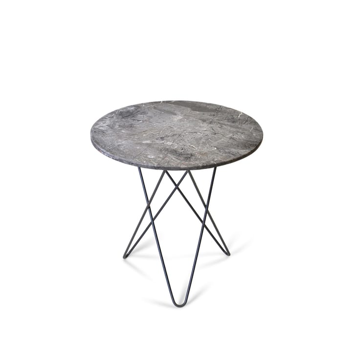 Tall Mini O Table sofabord - Marmor grå, sortlakeret understel - OX Denmarq