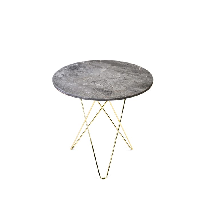 Tall Mini O Table sofabord - Marmor grå, understel i messing - OX Denmarq