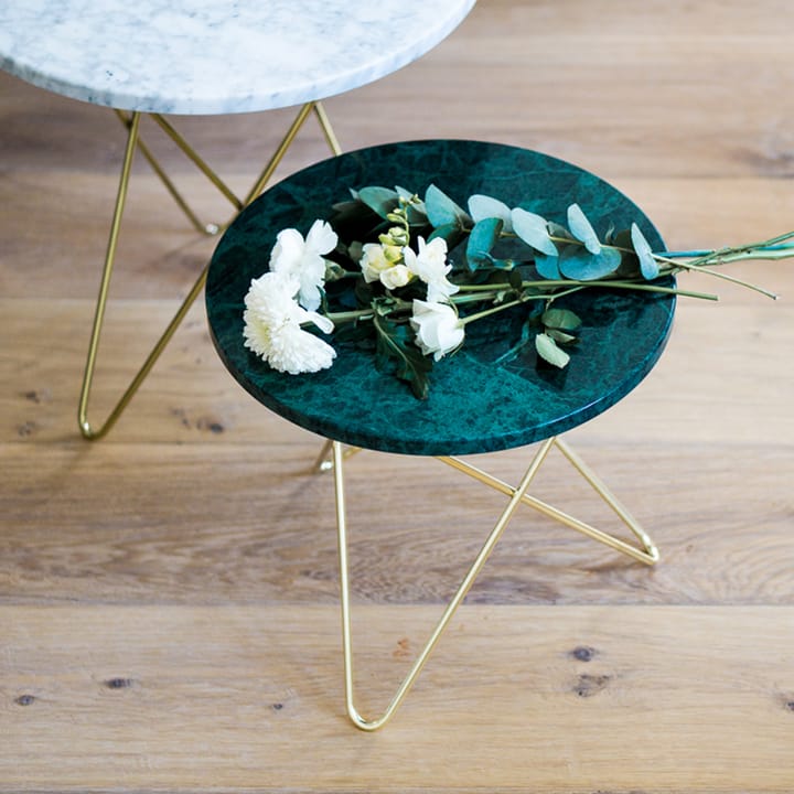 Tall Mini O Table sofabord, Marmor grøn, rustfrit stål OX Denmarq