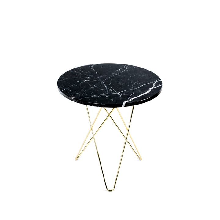 Tall Mini O Table sofabord - Marmor sort, understel i messing - OX Denmarq