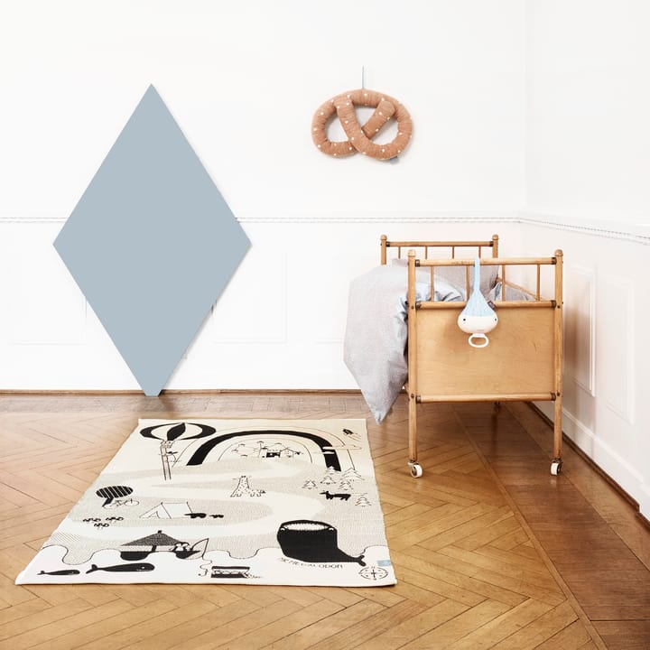 Mr. Megalodon Adventure tæppe 90x150 cm, Offwhite/Sort OYOY