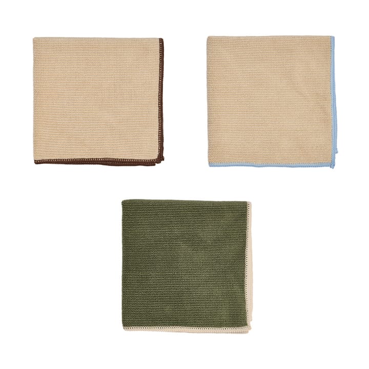 Mundus mikrofiberklud 30x30 cm 3 dele - Camel-olive - OYOY