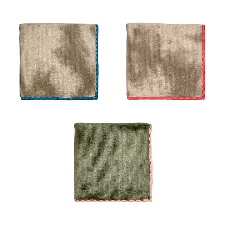 Mundus mikrofiberklud 30x30 cm 3 dele - Olive-clay - OYOY