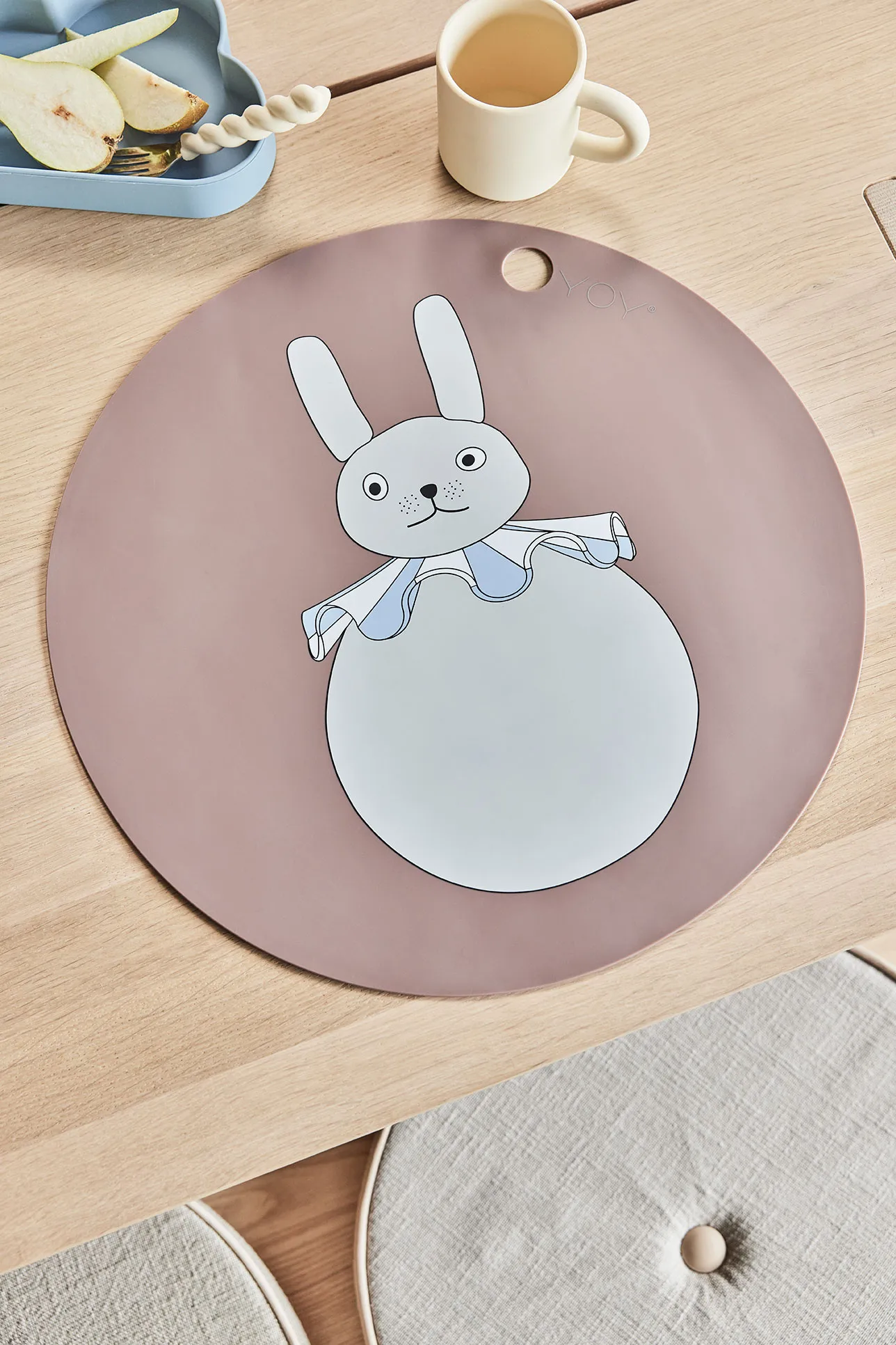 Rabbit Pompom dækkeserviet Ø39 cm, Clay OYOY