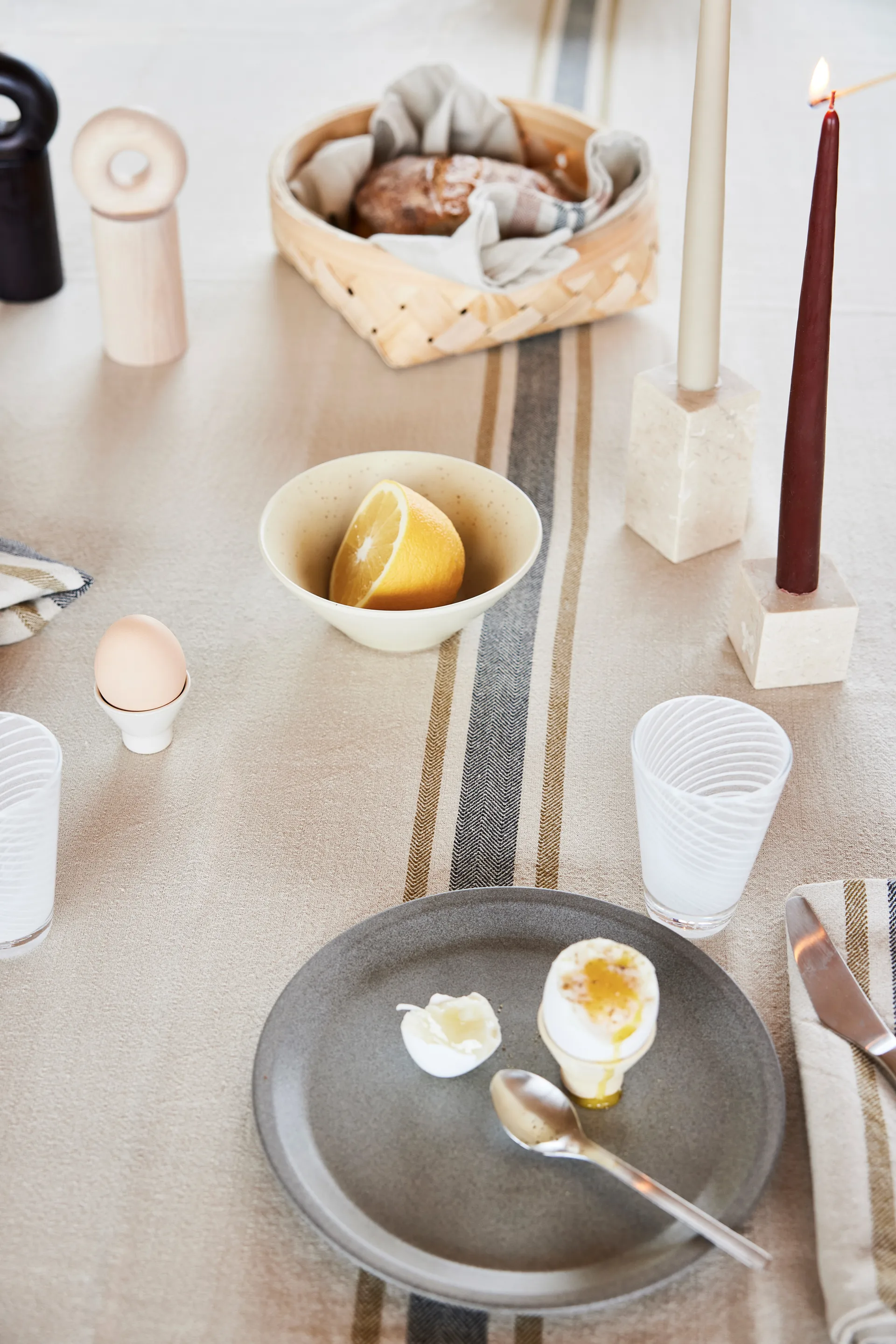 Savi lysestage 5 cm, Beige OYOY