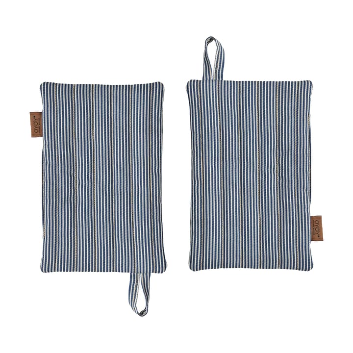 Striped denim grydelapper 2-pak - Blue - OYOY