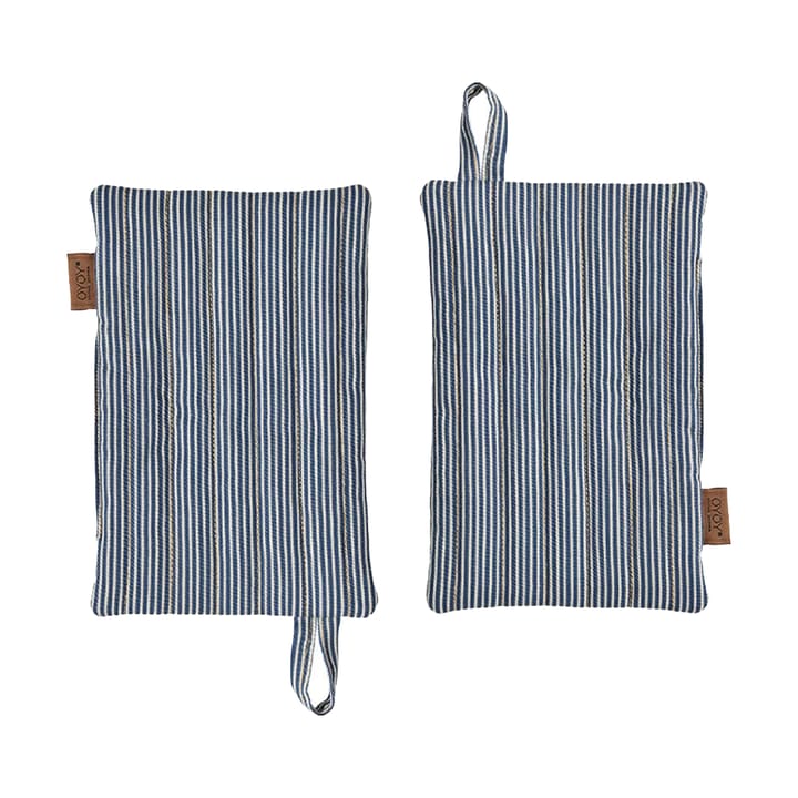 Striped denim grydelapper 2-pak - Blue - OYOY