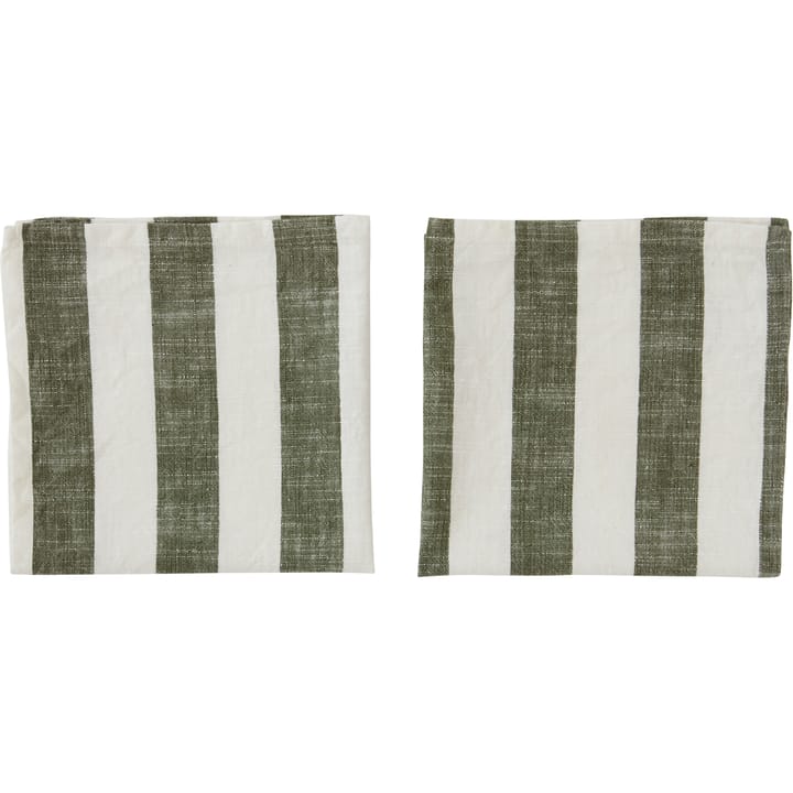 Striped serviet 45x45 cm 2-pak - Olive - OYOY
