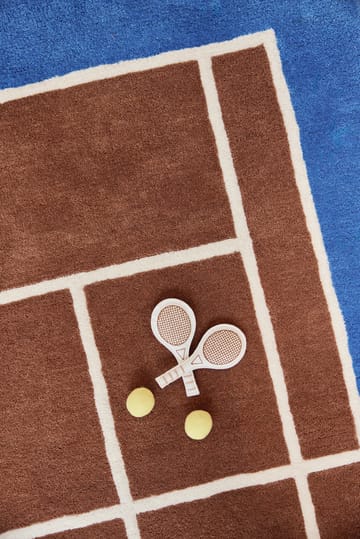Tennis tæppe - Caramel-Optic blue, 88x150 cm - OYOY