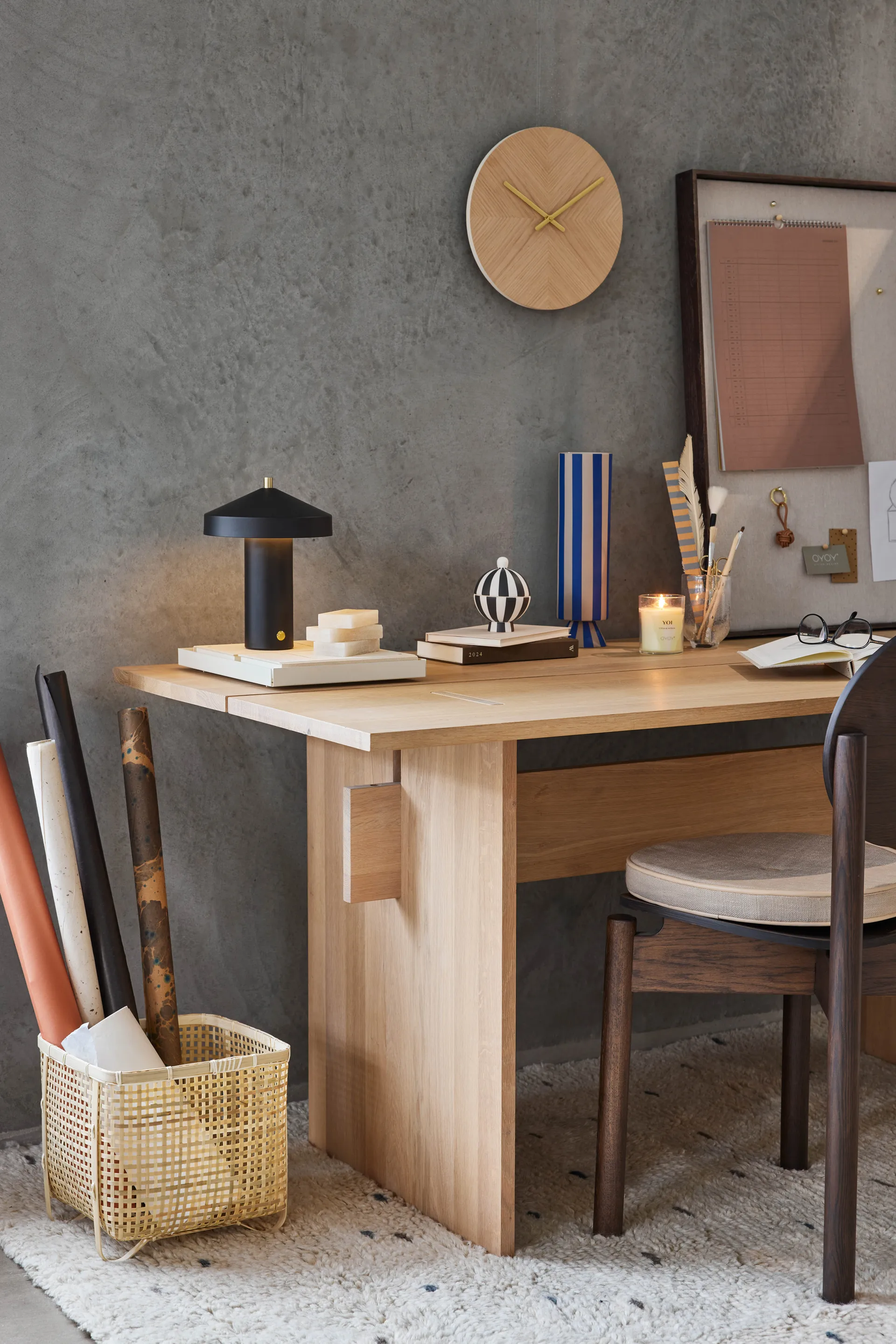 Tokei vægur Ø29 cm, Natur OYOY