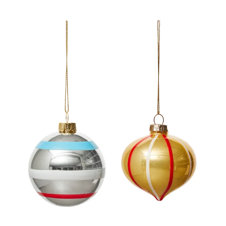 Vintage christmas glass ball No. 2 julekugle 2 dele - Flerfarvet - OYOY