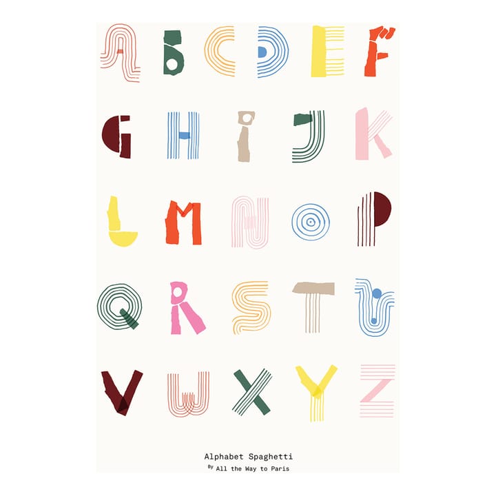 Alphabet Spaghetti ENG Multi-colour plakat  - 50x70 cm - Paper Collective