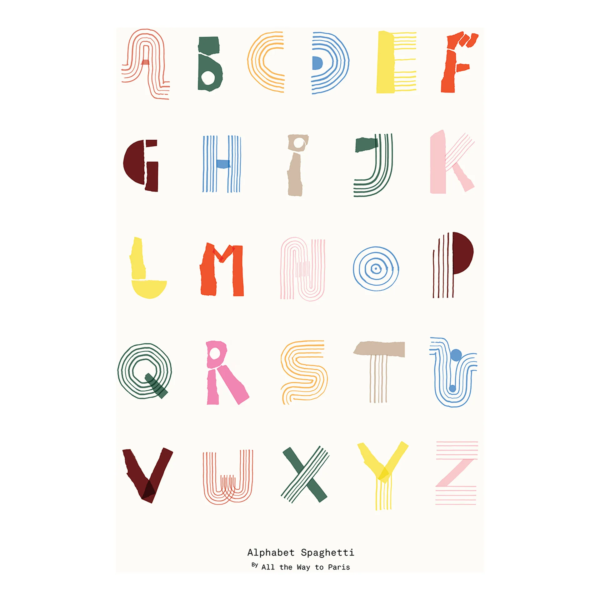 Alphabet Spaghetti ENG Multi-colour plakat, 70x100 cm Paper Collective