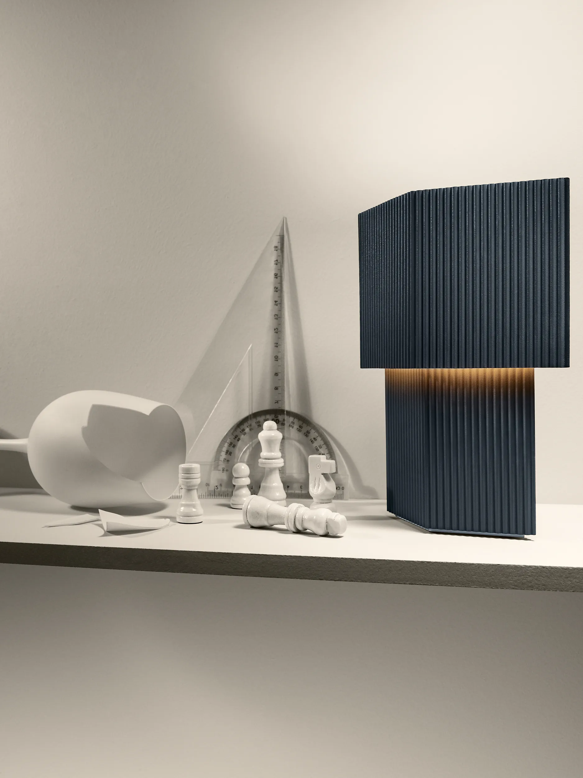 Romb Mini portable bordlampe 19 cm, Blue stone Pholc