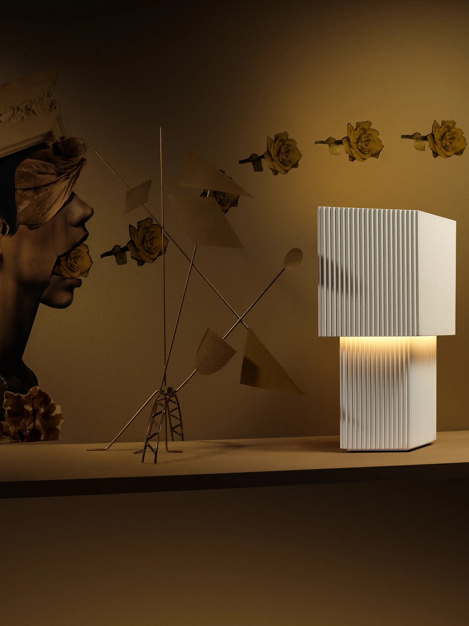 Romb Mini portable bordlampe 19 cm, Bomuld Pholc