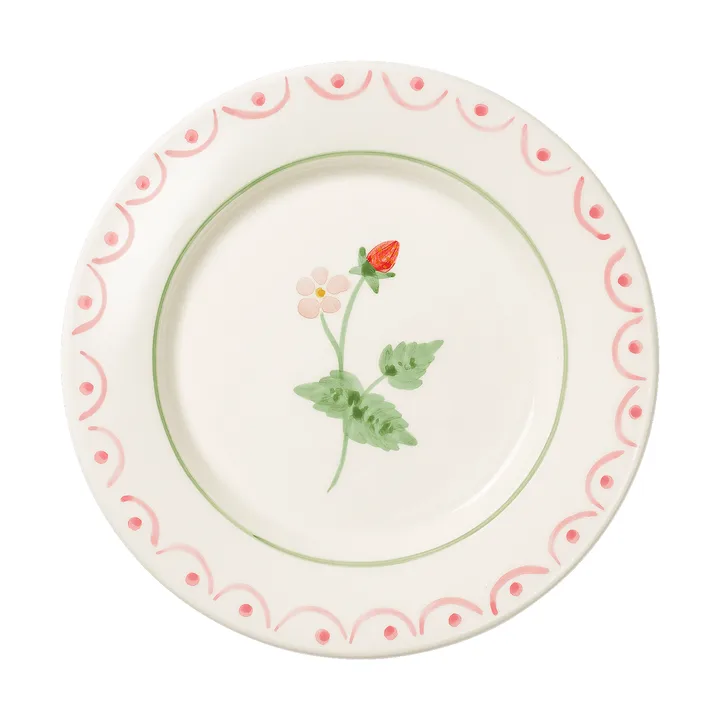 Cottage flower Wild Strawberry salattallerken - Rød, 22 cm - Pick a Poppy