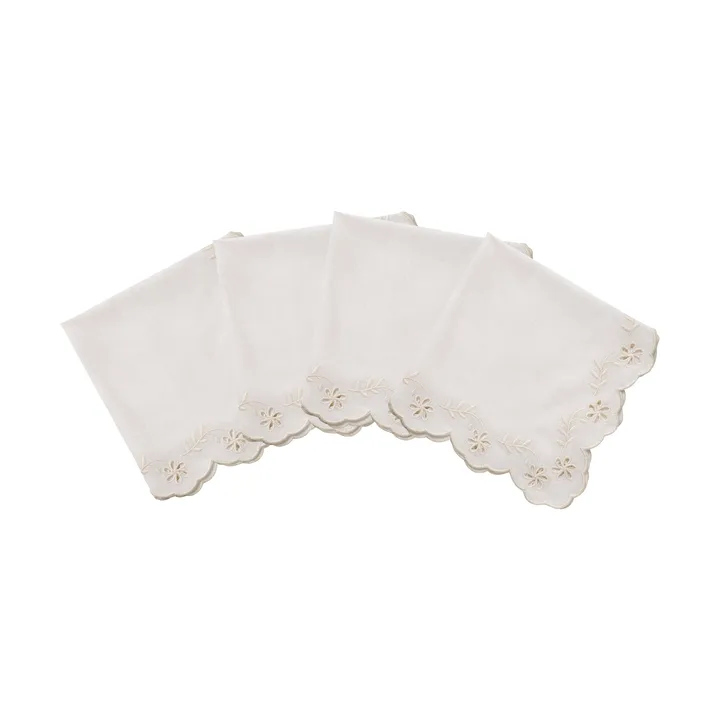 Lace bomuldsserviet - Offwhite, 4-pak, 45x45 cm - Pick a Poppy