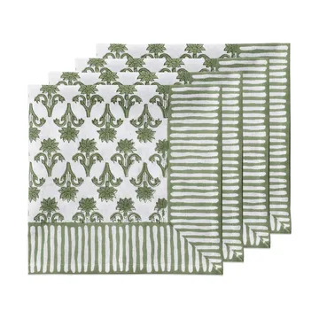 Lily bomuldsserviet - Green, 4-pak, 45x45 cm - Pick a Poppy