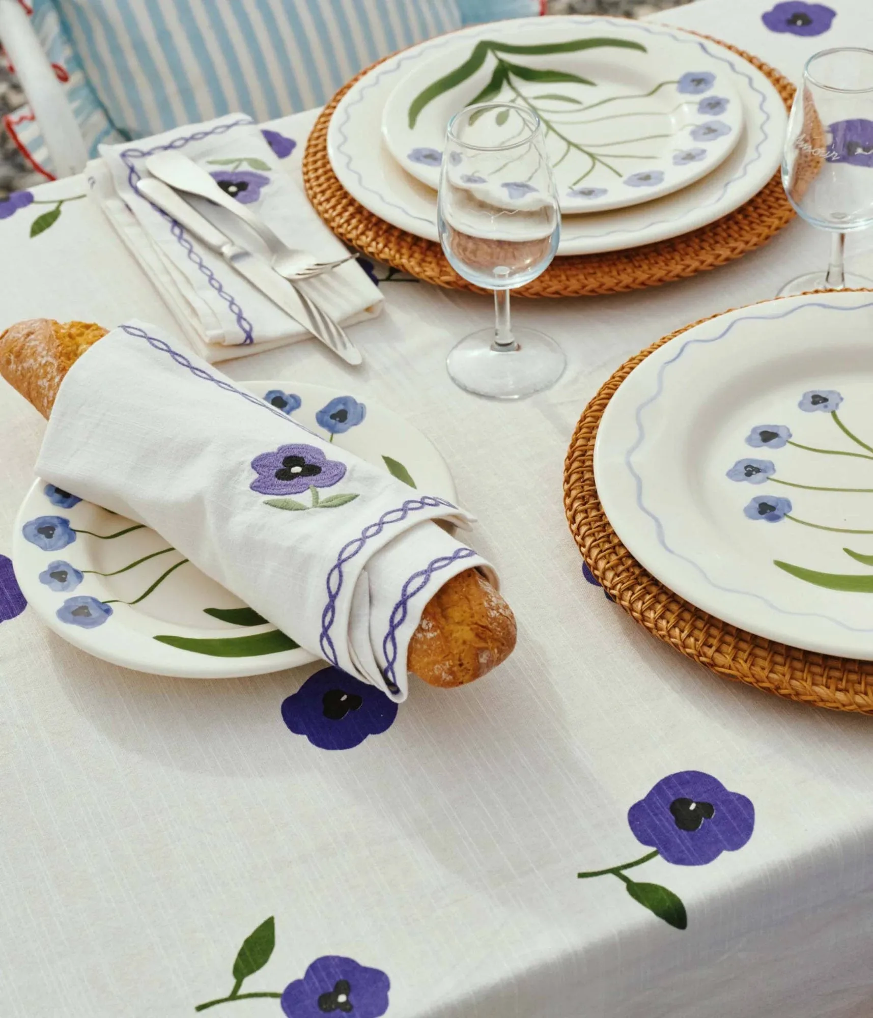 Madelen Möllard Pansy bomuldsserviet, Blue, 4-pak, 45x45 cm Pick a Poppy