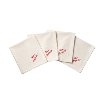 Quote bomuldsserviet - Rød, 4-pak, 45x45 cm - Pick a Poppy