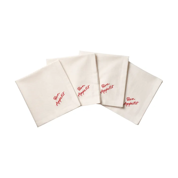 Quote bomuldsserviet - Red, 4-pak, 45x45 cm - Pick a Poppy