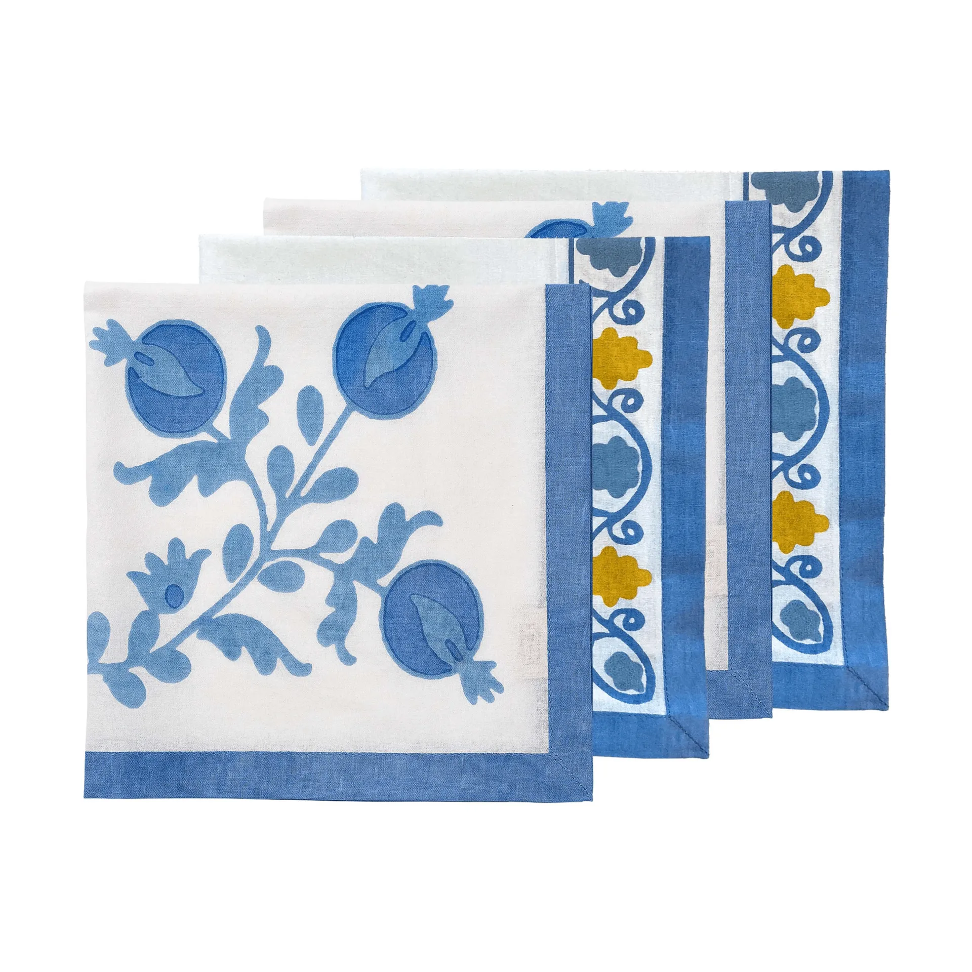 Suzani bomuldsserviet, Blue, 4-pak, 45x45 cm Pick a Poppy