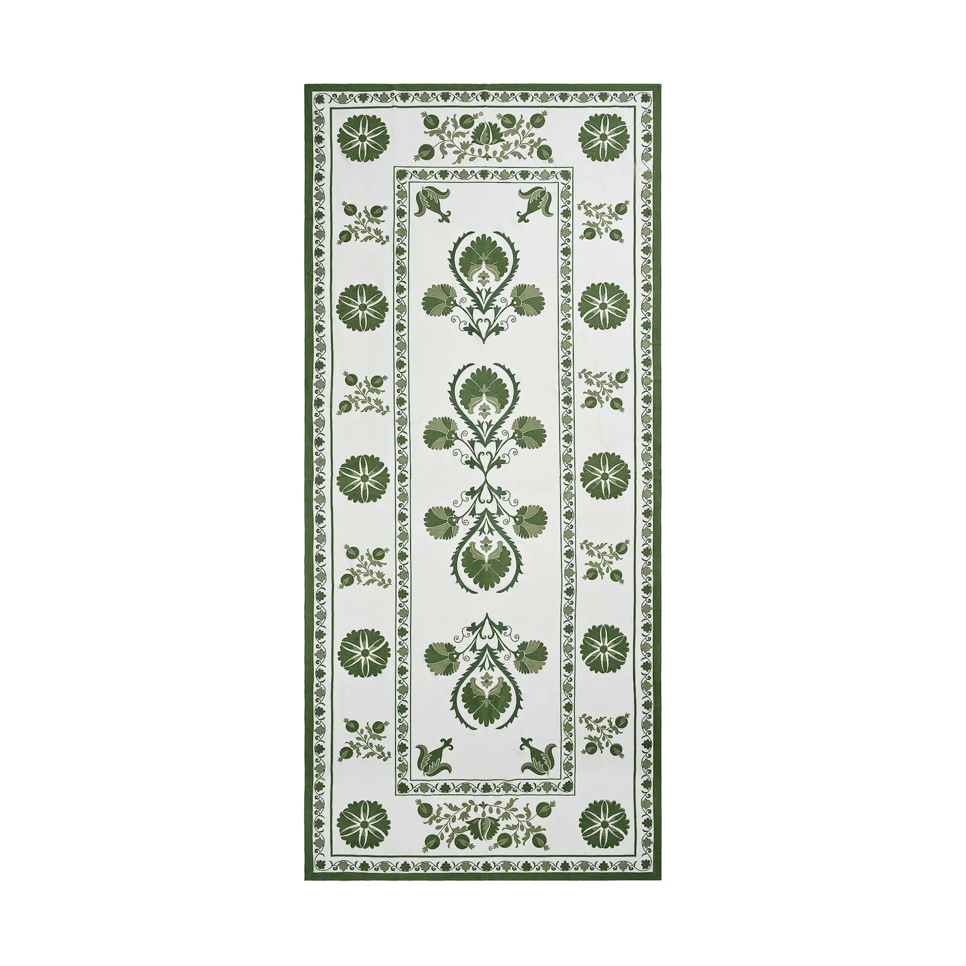 Suzani dug, Green, 350x150 cm Pick a Poppy