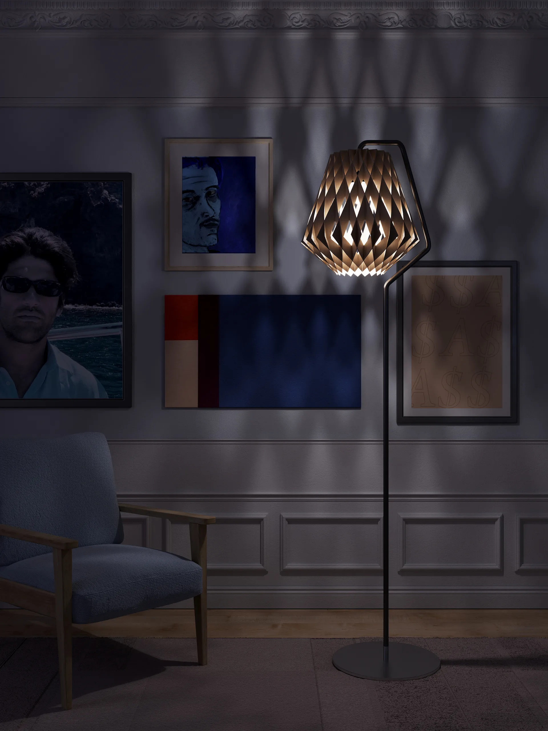 Pilke Signature gulvlampe Ø28 cm, Birk Pilke