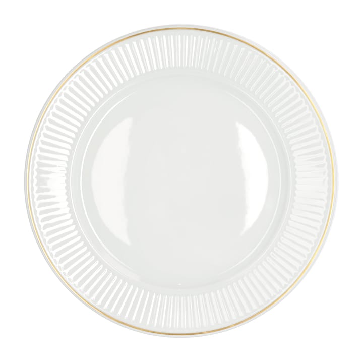 Plissé dyb tallerken med guldkant Ø22 cm - Hvid - Pillivuyt