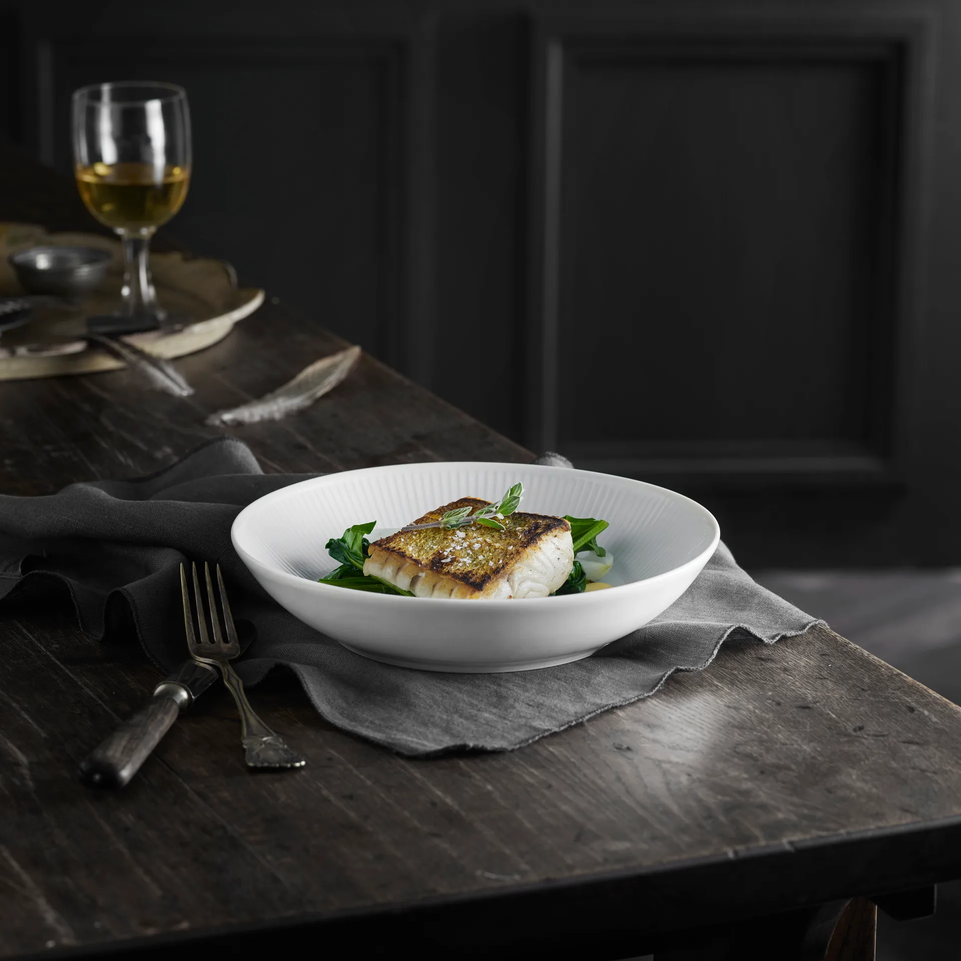 Plissé pastatallerken Ø 20cm, Hvid Pillivuyt