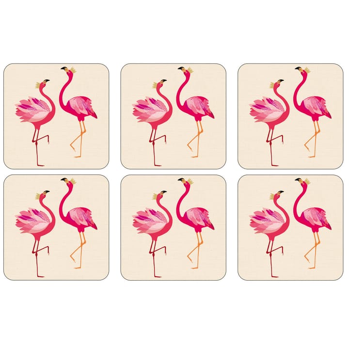 Flamingo glasbrikker – 6 stk. - Pink - Pimpernel
