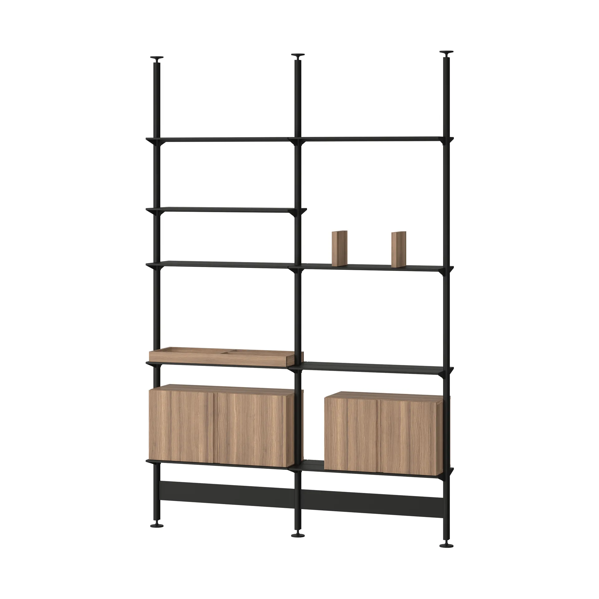 Pira G2 hyldesystem F C A Black/Walnut 248-255 cm,  Pira