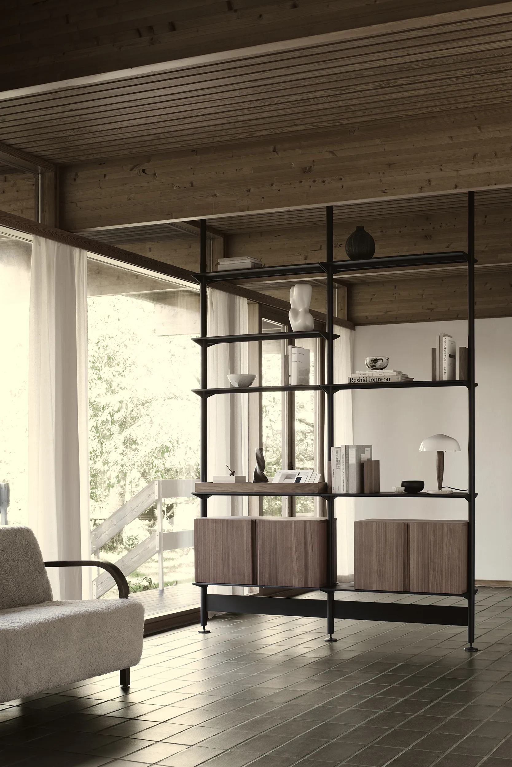 Pira G2 hyldesystem F C A Black/Walnut 256-264 cm,  Pira