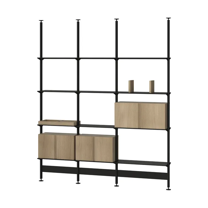 Pira G2 hyldesystem F C B Black/Oak 248-255 cm - Pira