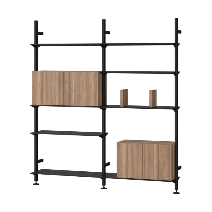 Pira G2 hyldesystem W A Black/Walnut - Pira