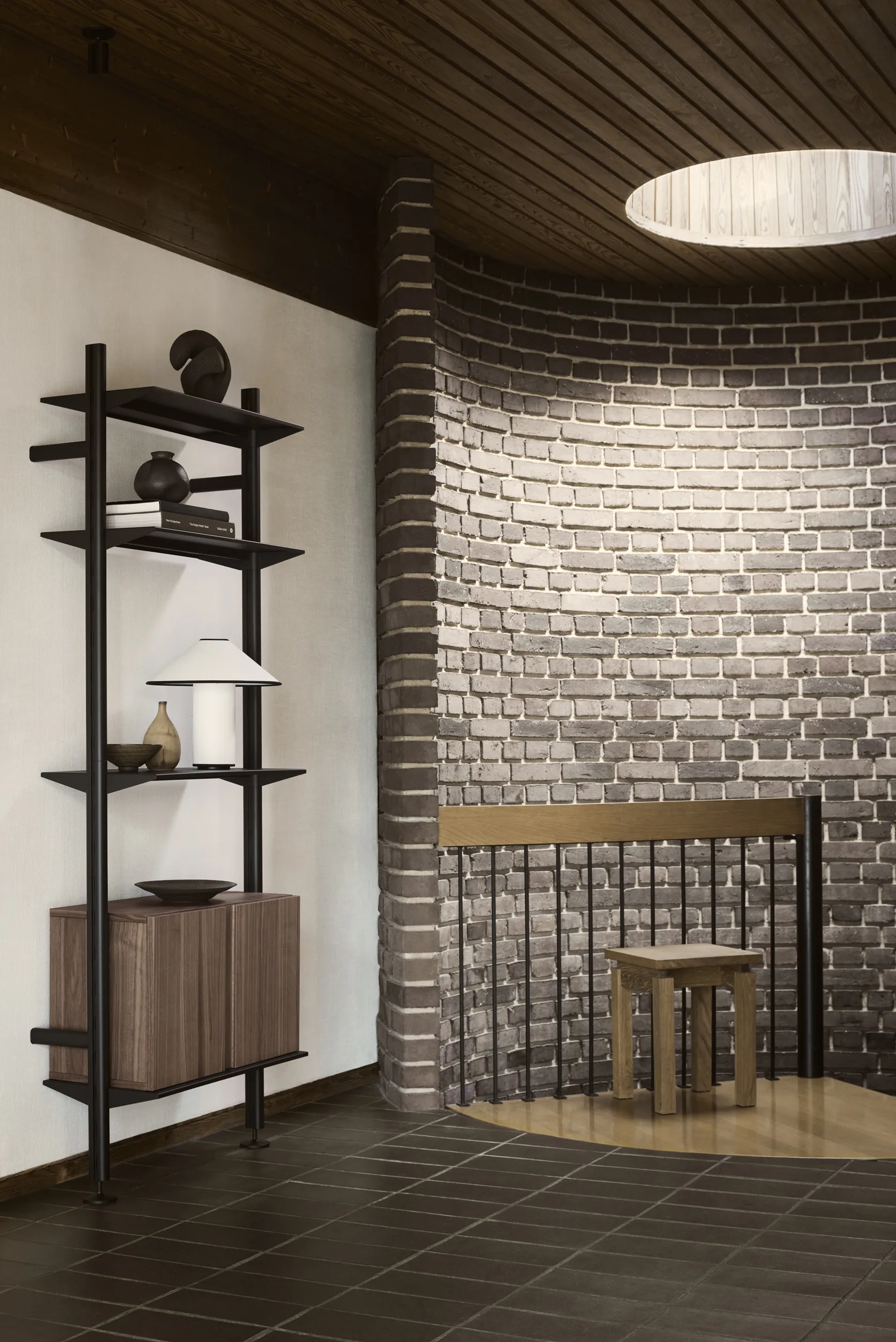Pira G2 hyldesystem W B Black/Walnut,  Pira