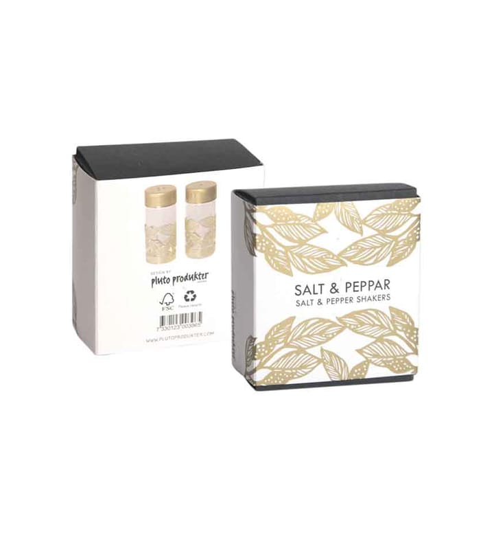 Blomstret salt- og peberbøsse, Guld/Glas Pluto Design