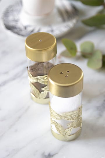 Blomstret salt- og peberbøsse - Guld/Glas - Pluto Design