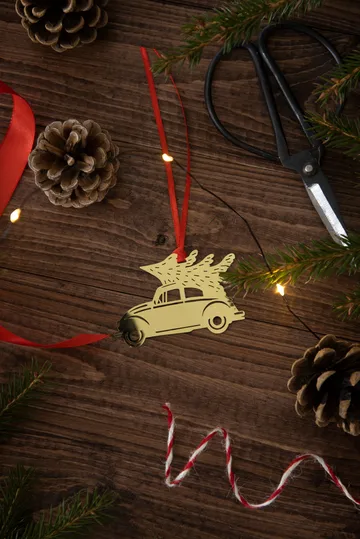 Christmas car juletræspynt - Guld - Pluto Design