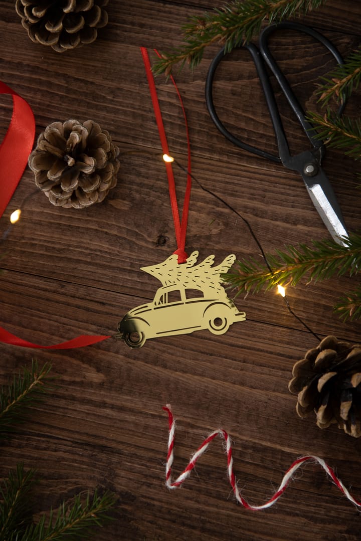 Christmas car juletræspynt - Guld - Pluto Design
